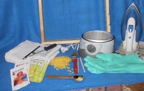 Werkzeuge und Materialien für die Batikherstellung